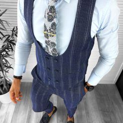 Compleu barbati  Vesta + Pantaloni bleumarin B5517 K3-Costume barbati > Compleuri barbati