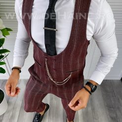 Compleu barbati  Vesta + Pantaloni grena B5517 Y8-3*-Costume barbati > Compleuri barbati