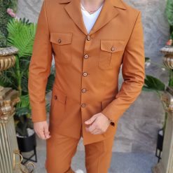 Costum SAFARI caramiziu Sacou si Pantalon C4162 4