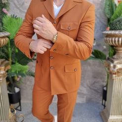 Costum SAFARI caramiziu Sacou si Pantalon C4162 7