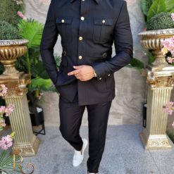 Costum SAFARI negru Sacou si Pantalon C4152 5