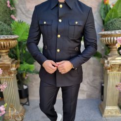 Costum SAFARI negru Sacou si Pantalon C4152 6