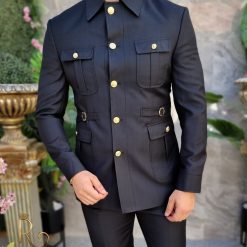 Costum SAFARI negru Sacou si Pantalon C4152 7