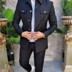Costum SAFARI negru Sacou si Pantalon C4152 8