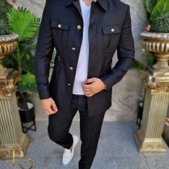 Costum SAFARI negru Sacou si Pantalon C4152 9