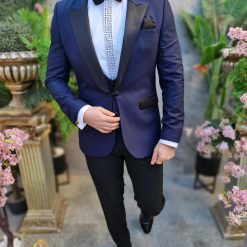 Costum albastru de NASMIRE SacouVesta Pantalon Papion C4519 6