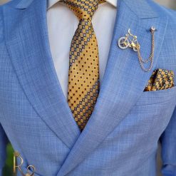 Costum bleu pal Double Breasted Sacou si Pantalon C4150 1