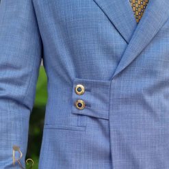 Costum bleu pal Double Breasted Sacou si Pantalon C4150 2