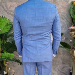 Costum bleu pal Double Breasted Sacou si Pantalon C4150 6