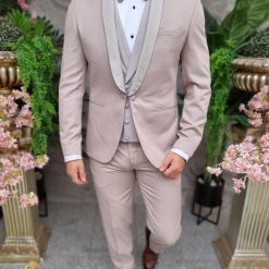 Costum ceremonie barbati bej set 4 piese pentru NASMIRE C4385 3
