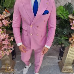 Costum de barbati elegant roz deschis Sacou si Pantalon C4102 3