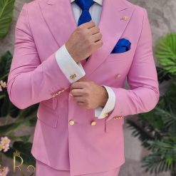 Costum de barbati elegant roz deschis Sacou si Pantalon C4102 4