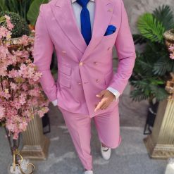 Costum de barbati elegant roz deschis Sacou si Pantalon C4102 6
