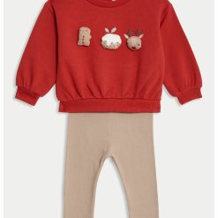 Costum de bumbac cu broderie de Craciun-FETE-