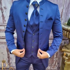 Costum de ceremonie cu tunica bleumarin Sacou Vesta Pantalon si Cravata C3811 6