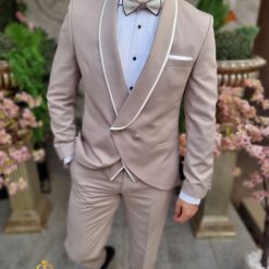 Costum elegant de ceremonie bej set 4 piese C4405 3