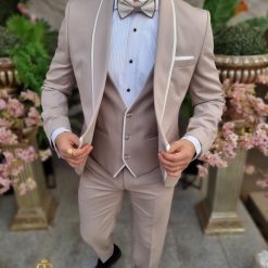 Costum elegant de ceremonie bej set 4 piese C4405 4