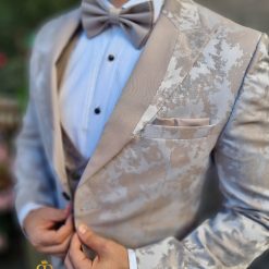 Costum elegant de ceremonie bej set 4 piese C4422 3