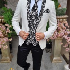 Costum elegant de ceremonie ivoire set 4 piese C4406 3