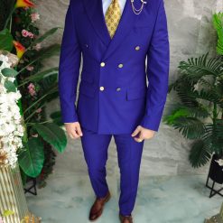 Costum indigo Sacou si Pantalon 80 lana C4988 3