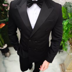 Costum negru de ceremonie MireNas Sacou Pantalon Papion C4730 4