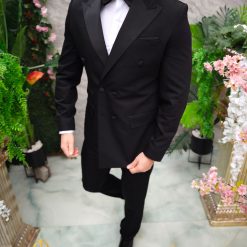 Costum negru de ceremonie MireNas Sacou Pantalon Papion C4730 7