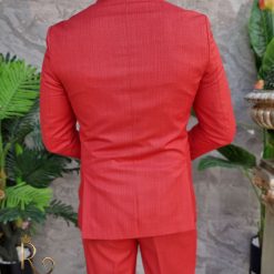 Costum rosu corai Double Breasted Sacou si Pantalon C4149 1