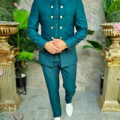 Costum verde cu tunica Sacou si Pantalon C4147 3