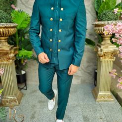 Costum verde cu tunica Sacou si Pantalon C4147 5