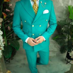 Costum verde deschis Sacou si Pantalon 80 lana C4987 3
