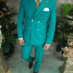 Costum verde deschis Sacou si Pantalon 80 lana C4987 4