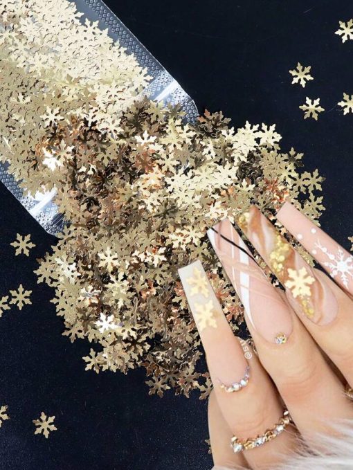 Fulgi de nea champagne gold decor iarna OEKD-CG - OEKD-W - Everin-NAIL ART ❤️