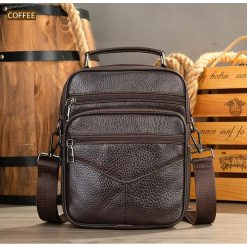 Geanta de umar pentru barbati Eliam GT1813 piele naturala maro inchis 3