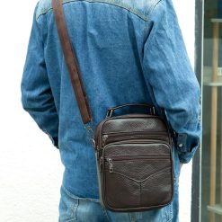 Geanta de umar pentru barbati Eliam GT1813 piele naturala maro inchis 4