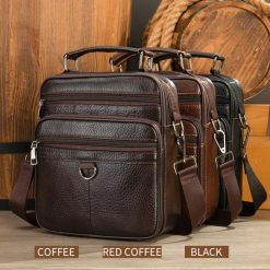 Geanta de umar pentru barbati Khai GT1815 piele naturala maro inchis 3