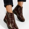Ghete dama piele Soralia V3 maro-Ghete cu platforma-Ghete dama piele
