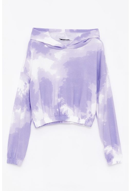 Hanorac crop cu model tie-dye-FEMEI-