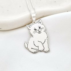 Lantisor cu pandantiv Pisica Pufoasa - Argint 925-Toate >> Argint 925 >> Lantisoare Argint