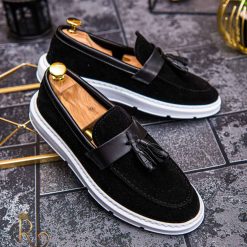 Piele întoarsă cu talpa înaltă albă  – AD404-Mocasini Casual