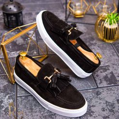 Mocasini casual de barbati Piele intoarsa cu talpa inalta alba – AD405 3