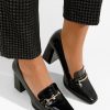 Mocasini cu toc Noriana negri-Mocasini cu toc-Pantofi cu toc gros