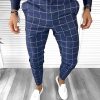 Pantaloni barbati casual regular fit bleumarin in carouri B7880    i1-3.2-Pantaloni > Pantaloni casual