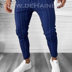Pantaloni barbati casual regular fit bleumarin in dungi B7871    S3-1-Pantaloni > Pantaloni casual