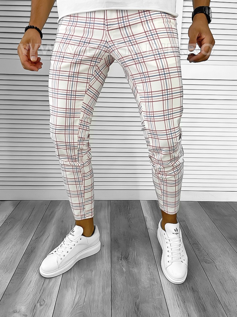 Pantaloni barbati casual regular fit in carouri  B8497 N6-5.3-Pantaloni > Pantaloni casual