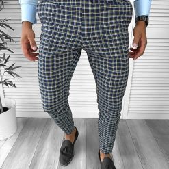 Pantaloni barbati eleganti regular fit carouri B1739  D11-6-Pantaloni > Pantaloni eleganti