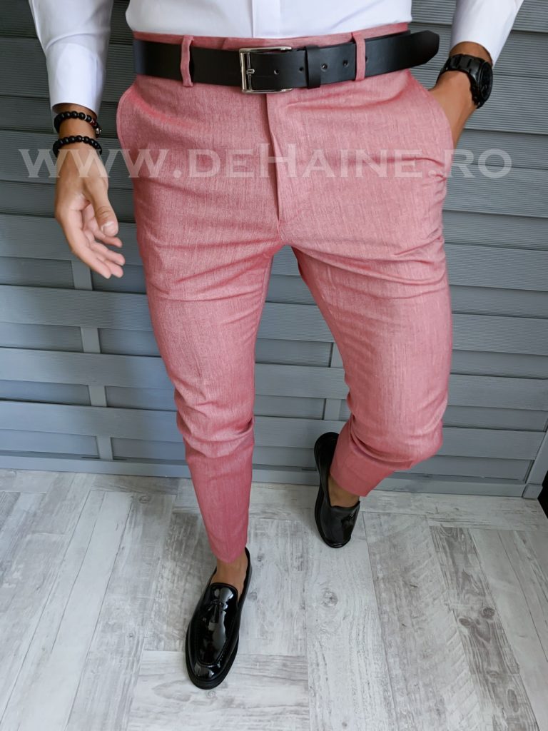 Pantaloni barbati eleganti roz B1804 P18-3.1-Pantaloni > Pantaloni eleganti