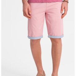 Pantaloni chino scurti cu terminatie contrastanta-BARBATI-