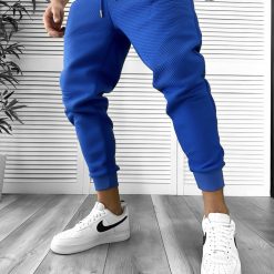 Pantaloni de trening albastri conici  k041 N4-4-Pantaloni > Pantaloni de trening