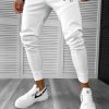 Pantaloni de trening albi  conici  silon 12347-Pantaloni > Pantaloni de trening