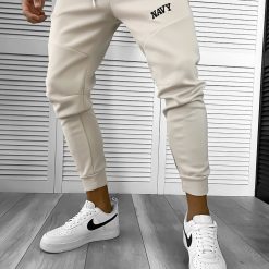 Pantaloni de trening bej  silon   conici 12376  29-4.1-Pantaloni > Pantaloni de trening